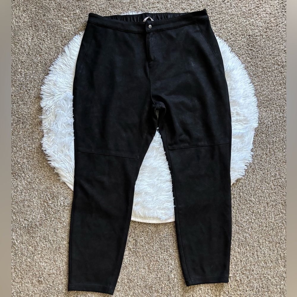 Soft Surroundings Faux Suede Pants Black BROKEN ZIPPER‎ Womens Size XL